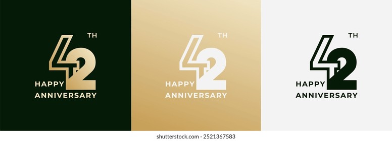 Logo 42th, 42 years anniversary, Creative design template for celebration, birthday, greeting. Editable file