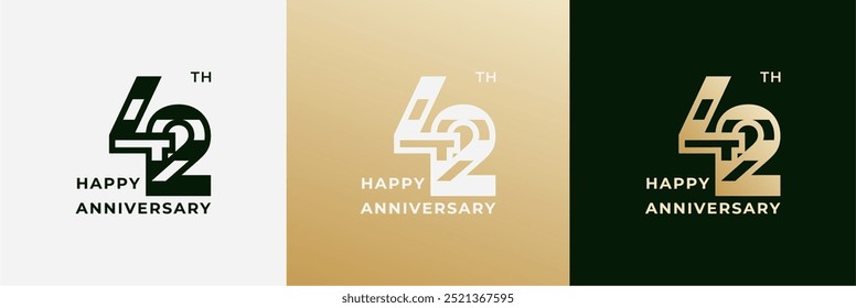 Logo 42th, 42 years anniversary, Creative design template for celebration, greeting, birthday and invitation. Editable file