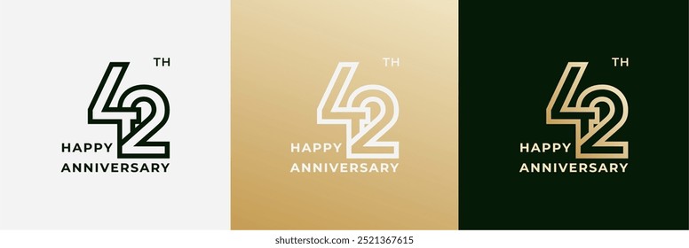 Logo 42th, 42 years anniversary, Creative design template for celebration, greeting and invitation. Editable file