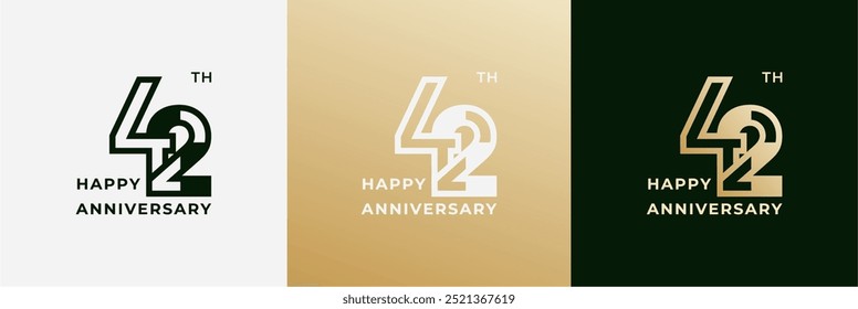 Logo 42th, 42 years anniversary, Creative template for celebration, birthday, greeting and invitation. Editable file