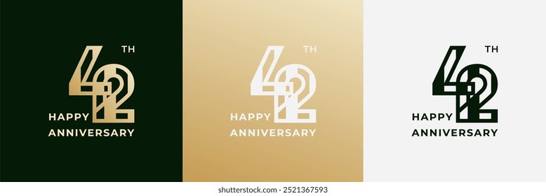 Logo 42th, 42 years happy anniversary, Creative design template for celebration, birthday, greeting and invitation. Editable file