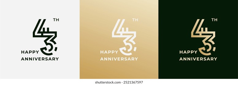 Logo 43th, 43 years anniversary, Creative design template for celebration, birthday, greeting and invitation. Editable file