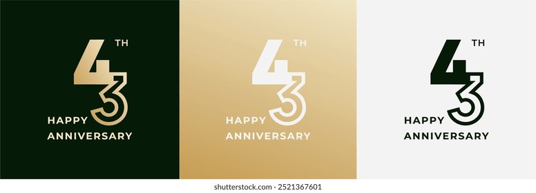 Logo 43th, 43 years anniversary, Creative design template for celebration, birthday and invitation. Editable file