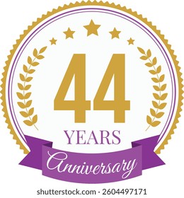 Logo 44 Years Anniversary Celebration Design Template