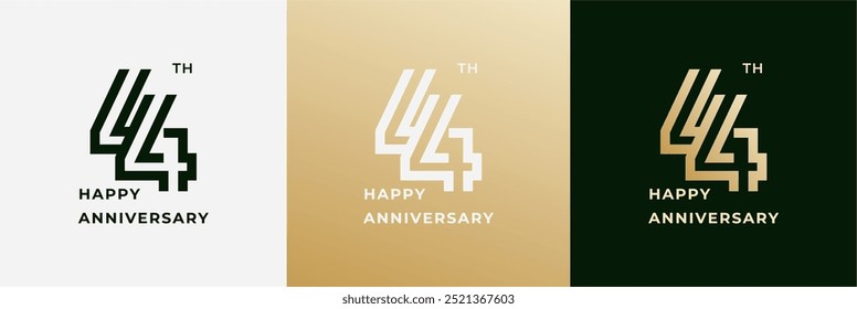 Logotipo 44, 44 años de aniversario, Plantilla de diseño creativo para la celebración, cumpleaños, saludo e invitación. Archivo editable