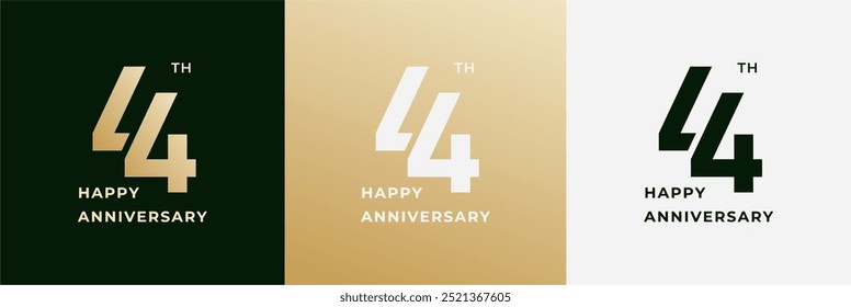 Logo 44th, 44 years anniversary, Creative design for celebration, birthday, greeting and invitation. Editable file