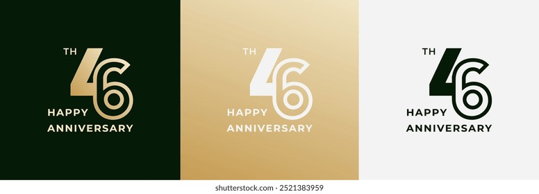 Logo 46th, 46 years anniversary, Creative design template for celebration, birthday and invitation. Editable file