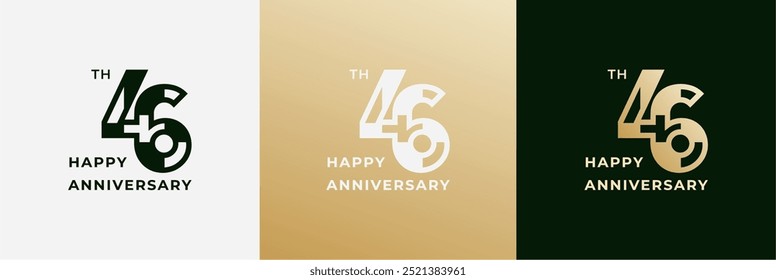 Logo 46th, 46 years anniversary, design template for celebration, birthday, greeting and invitation. Editable file