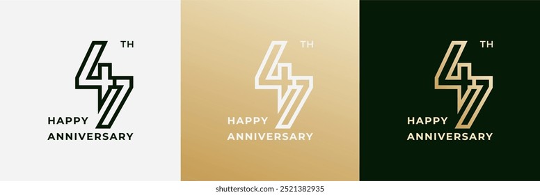 Logo 47th, 47 anos aniversário, Modelo de design criativo para celebração, saudação e convite. Arquivo editável