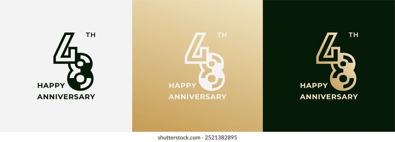 Logo 48th, 48 anos aniversário, Modelo criativo para celebração, aniversário, saudação e convite. Arquivo editável