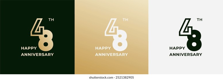 Logotipo 48, 48 años de aniversario, Plantilla de diseño creativo para la celebración, cumpleaños, saludo. Archivo editable