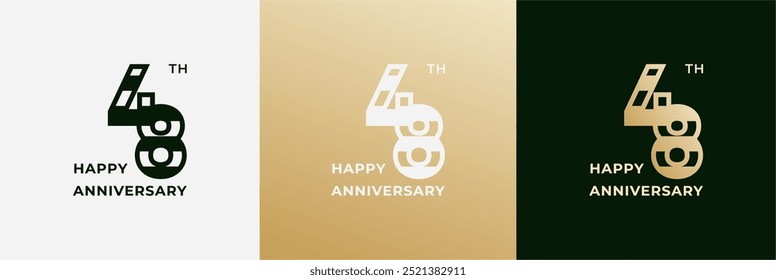 Logo 48th, 48 years anniversary, Creative design template for celebration, greeting, birthday and invitation. Editable file