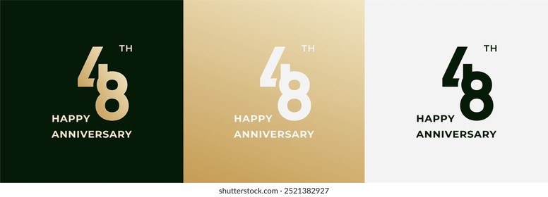 Logo 48th, 48 years anniversary, Creative design for celebration, birthday, greeting and invitation. Editable file
