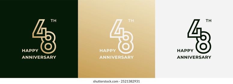 Logo 48th, 48 years anniversary, Creative design template for celebration, greeting and invitation. Editable file