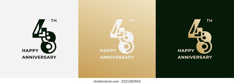 Logotipo 48, 48 años de aniversario, Plantilla de diseño para celebración, cumpleaños, saludo e invitación. Archivo editable