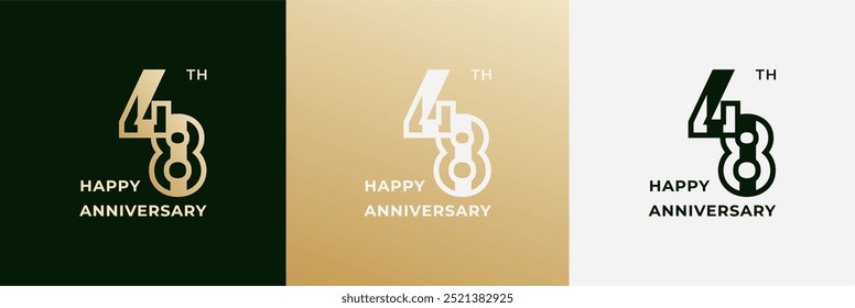 Logotipo 48, 48 años feliz aniversario, Plantilla de diseño creativo para la celebración, cumpleaños, saludo e invitación. Archivo editable
