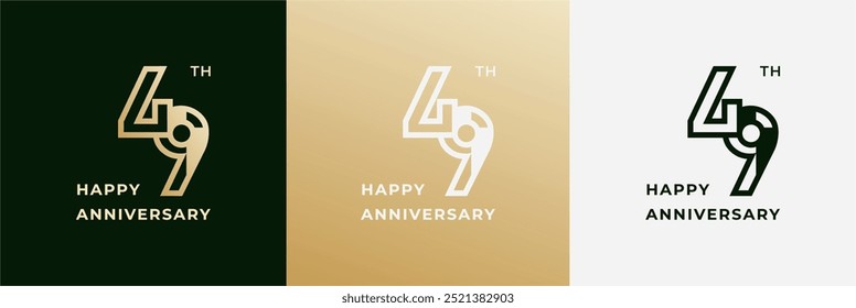 Logo 49th, 49 years anniversary, Creative template for celebration, birthday, greeting and invitation. Editable file