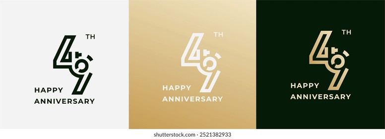 Logo 49th, 49 years anniversary, Creative design template for celebration, birthday, greeting and invitation. Editable file