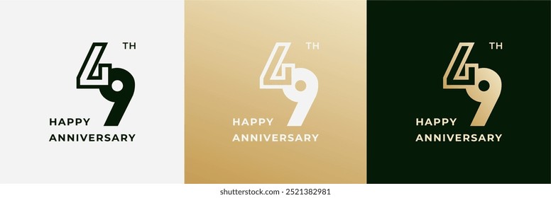 Logo 49th, 49 years anniversary, Creative design template for celebration, birthday, greeting. Editable file