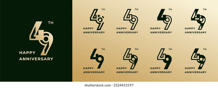 Logo 49th, years happy anniversary gold, Creative design template for celebration, birthday, greeting and invitation. Editable file