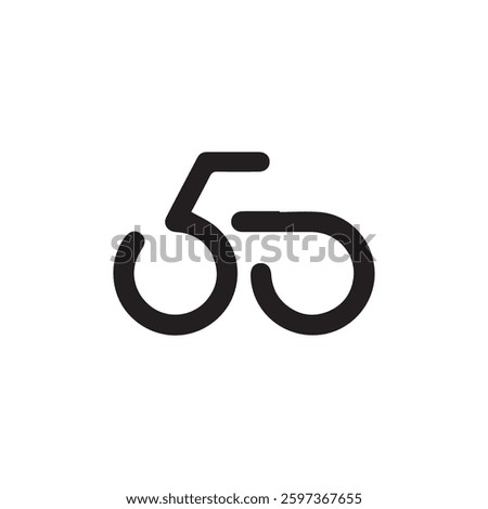 Logo 50 in the form of a simple minimalist black and white bicycle