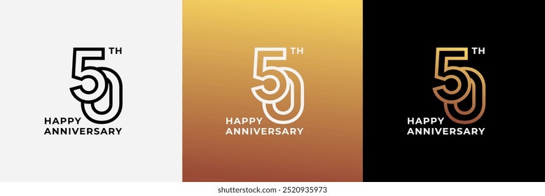 Logo 50th, 50 years happy anniversary, Creative design template for celebration, birthday, greeting and invitation. Editable file