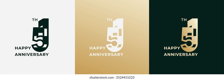 Logo 51th, 51 years anniversary, Creative design template for celebration, greeting, birthday and invitation. Editable file