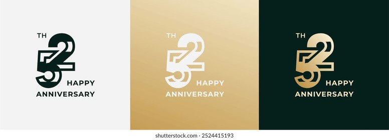 Logo 52th, 52 years anniversary, Creative design template for celebration, greeting, birthday and invitation. Editable file