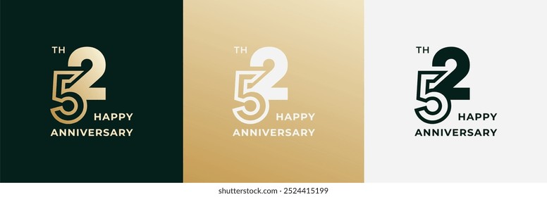Logo 52th, 52 years anniversary, Creative design template for celebration, birthday, greeting. Editable file