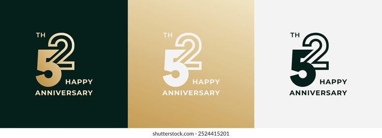 Logo 52th, 52 years anniversary, Creative design template for celebration, birthday and invitation. Editable file