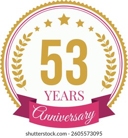 Logo 53 Years Anniversary Celebration Design Template
