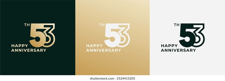 Logo 53th, 53 years anniversary, Creative design template for celebration, birthday and invitation. Editable file