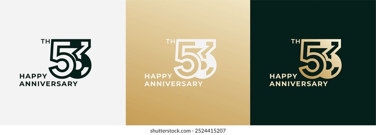 Logo 53th, 53 years anniversary, Creative template for celebration, birthday, greeting and invitation. Editable file