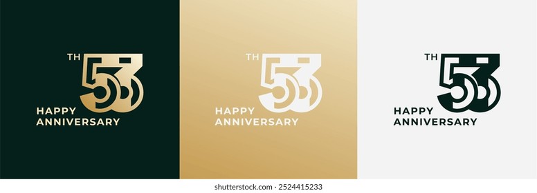 Logo 53th, 53 years happy anniversary, Creative design template for celebration, birthday, greeting and invitation. Editable file