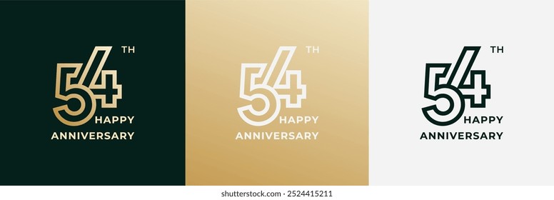 Logotipo 54, 54 años de aniversario, Plantilla de diseño creativo para la celebración, saludo e invitación. Archivo editable