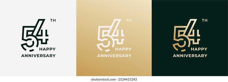 Logo 54th, 54 years anniversary, Creative design template for celebration, birthday, greeting and invitation. Editable file