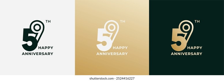 Logo 59th, 59 years anniversary, Creative design template for celebration, birthday and invitation. Editable file