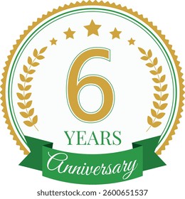 Logo 6 Years Anniversary Celebration Design Template.