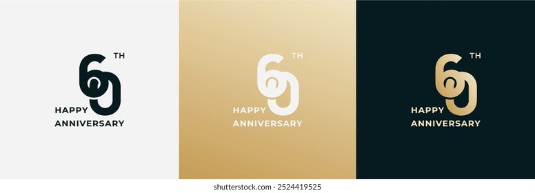Logo 60th, 60 years anniversary, Creative design for celebration, birthday, greeting and invitation. Editable file