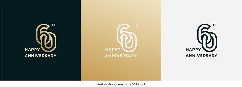 Logo 60th, 60 years anniversary, Creative design template for celebration, greeting and invitation. Editable file