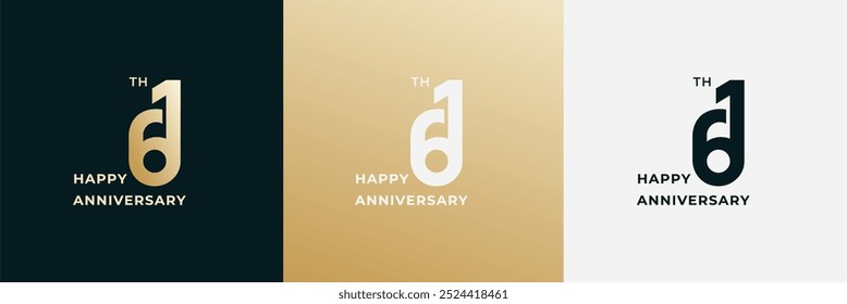 Logo 61th, 61 years anniversary, Creative design for celebration, birthday, greeting and invitation. Editable file