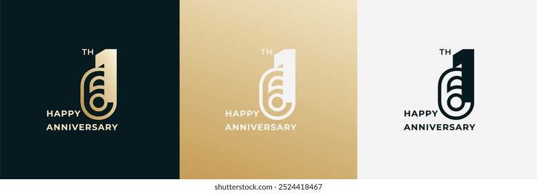 Logo 61th, 61 years anniversary, Creative design template for celebration, birthday, greeting. Editable file