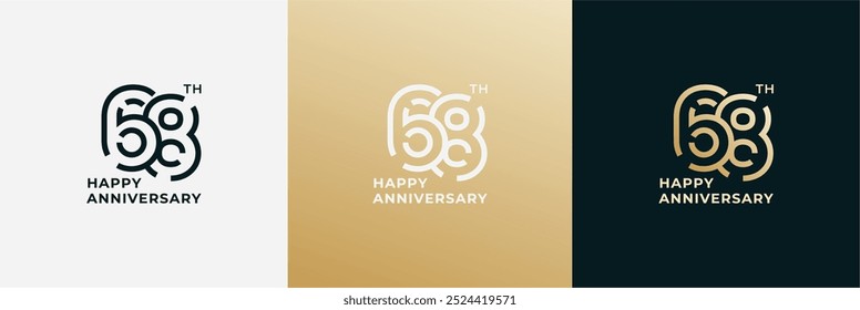Logo 68th, 68 years anniversary, Creative design template for celebration, birthday, greeting and invitation. Editable file
