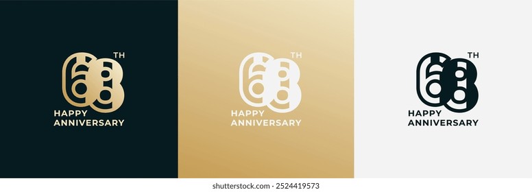 Logotipo 68, 68 años feliz aniversario, Plantilla de diseño creativo para celebración, cumpleaños, saludo e invitación. Archivo editable