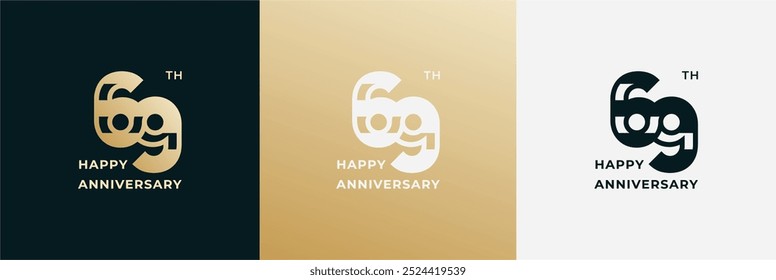 Logo 69th, 69 years anniversary, Creative design template for celebration, greeting, birthday and invitation. Editable file