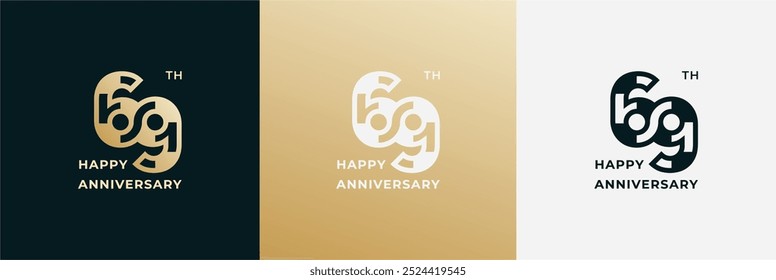 Logo 69th, aniversário de 69 anos, modelo de design para celebração, aniversário, saudação e convite. Arquivo editável