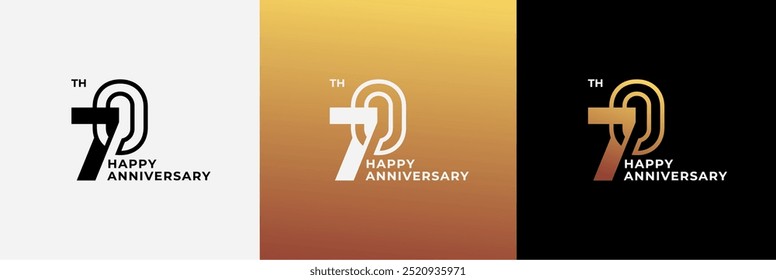 Logo 70th, 70 years anniversary, Creative design template for celebration, birthday, greeting and invitation. Editable file