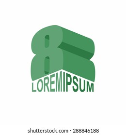 logo 8. Green  number eight 3D. Vector design template elements