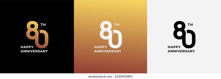 Logo 80th, 80 years anniversary, Creative design template for celebration, birthday, greeting. Editable file