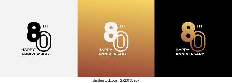 Logo 80th, aniversário de 80 anos, Modelo de design criativo para celebração, aniversário, saudação e convite. Arquivo editável